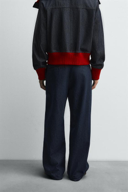 ZARA HARRY LAMBERT X DISNEY ДЖИНСОВЫЕ БРЮКИ ШИРОКОГО КРОЯ, МОРСКОЙ СИНИЙ