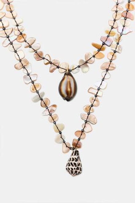 ZARA НАБОР ИЗ ДВУХ ОЖЕРЕЛИЙ С РАКОВИНАМИ, РЫЖЕВАТО-КОРИЧНЕВЫЙ