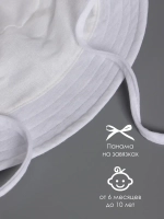 Белая детская панама на лето с завязками