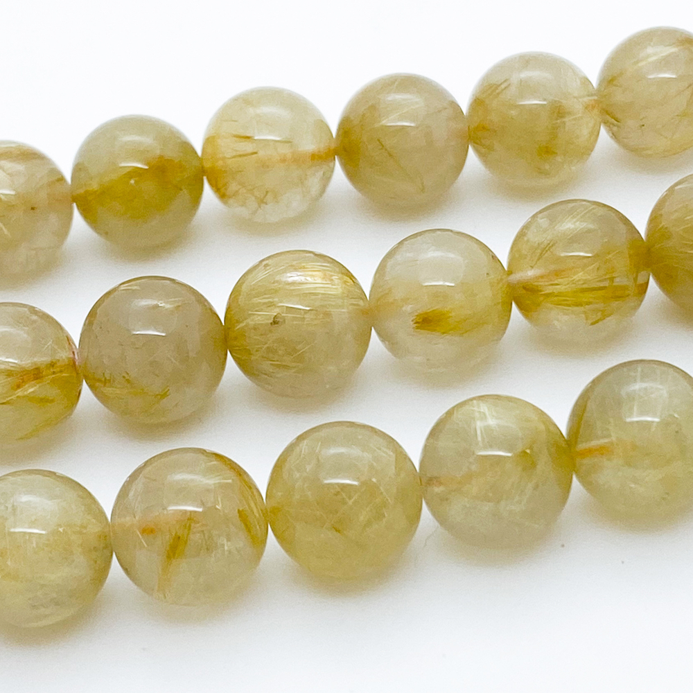 Кварц рутиловый, диаметр 10,1-10,2 мм, цена за 9 шт (1/4 нити)