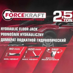 Домкрат подкатной гидравлический 2.5т (h min 90мм, h max 400мм) FORCEKRAFT FK-T830031