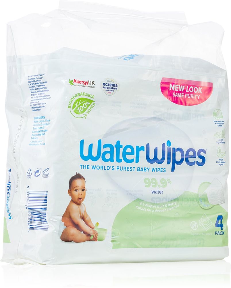 Water Wipes нежные влажные салфетки для детей Baby Wipes Soapberry 4 Pack