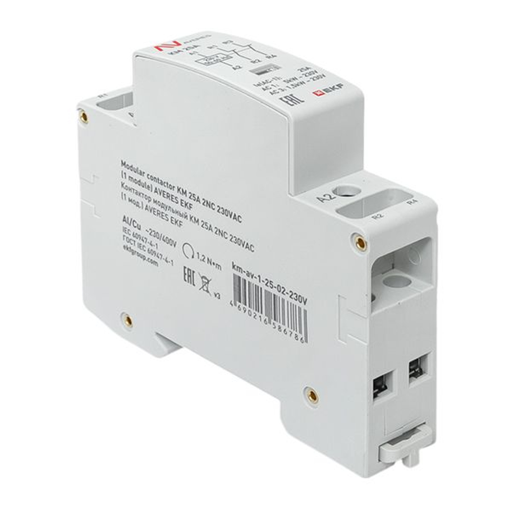 Контактор модульный КМ 25А 2NC 230В АС (1 мод.) AVERES EKF