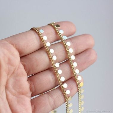 Цепочка с кружочками, позолота, 30 см. А339-12