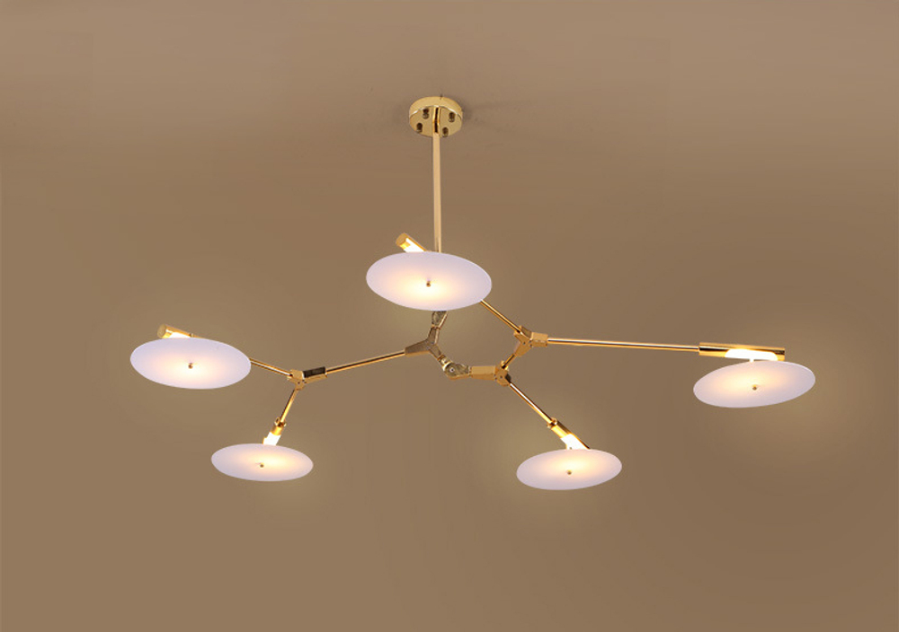 Ceiling design lamp  Branching Discs by Lindsey Adelman (9 lampshades,  Gold)