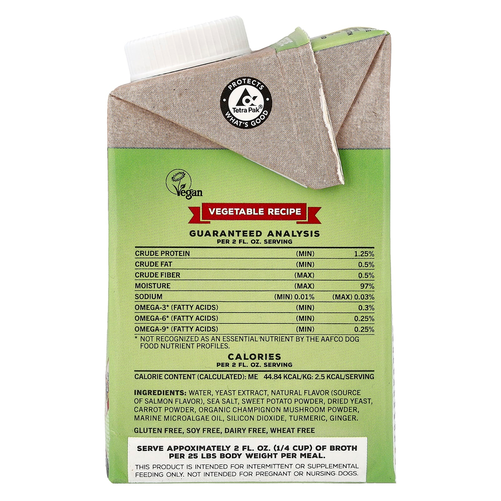 Brutus Bone Broth, Skin &coat, рецепт с овощами, для собак любого возраста, со вкусом лосося, 500 мл (16,9 жидк. унции)