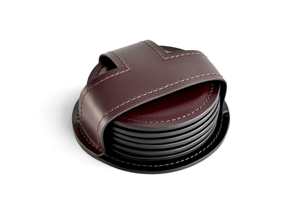 Набор костеров (6 шт) PREMIUM из кожи  Full Grain Brown/Cuoietto черный