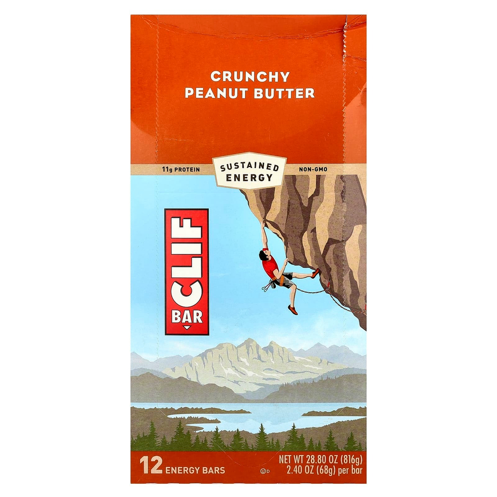 Clif Bar, Энергетический батончик с хрустящим арахисом, 12 батончиков, весом 68 г (2,40 унции) каждый