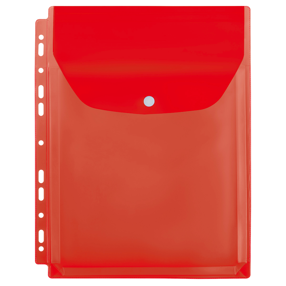 Папка-вкладыш с перфорацией на кнопке СТАММ А4, ПВХ, 180мкм, расширяющаяся до 250л., цветная, ассорти