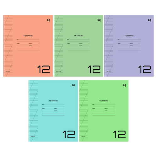 Тетрадь 12л., косая линия "UniTone. MIX", пластиковая обложка, BG