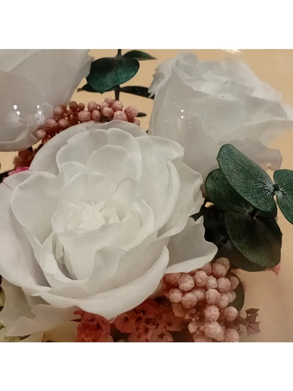 натуральные кустовые розы в стекле, вакуум*