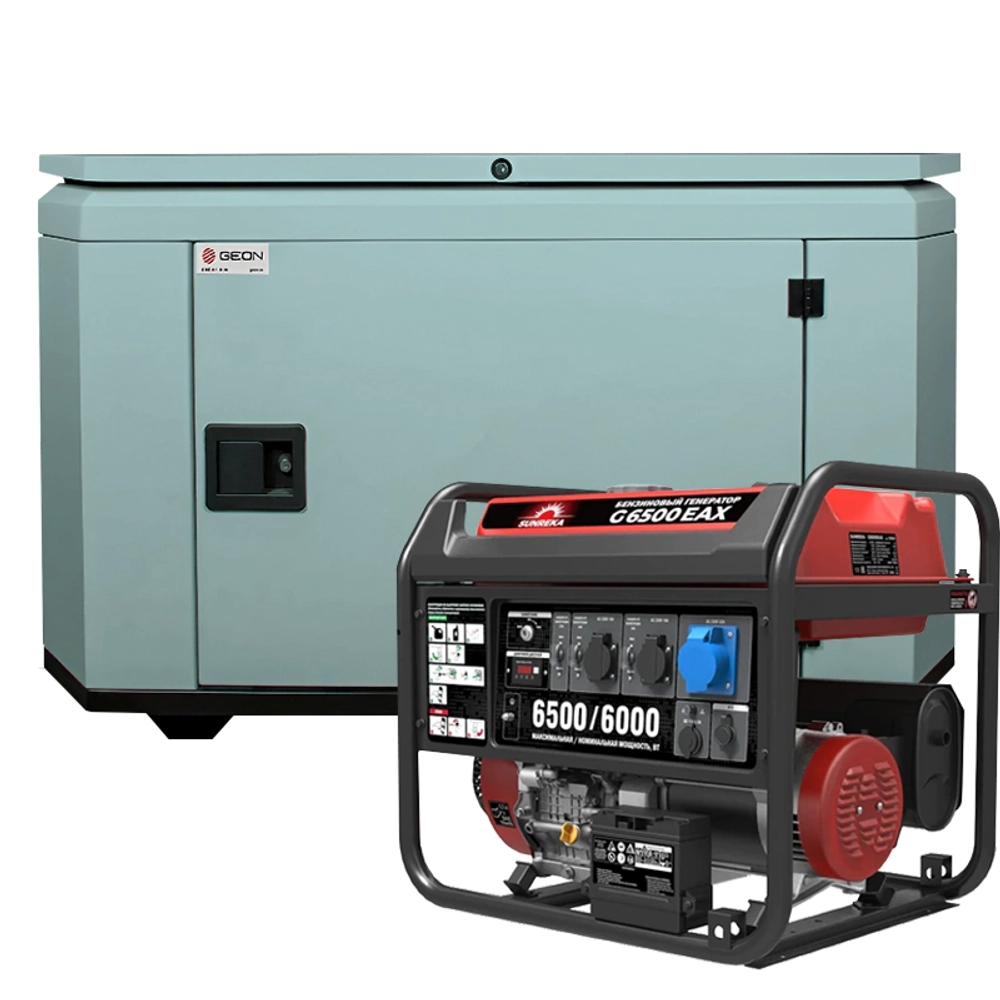 Генератор бензиновый SUNREKA G6500EAX с кожухом Geon 1200 RAL 7031