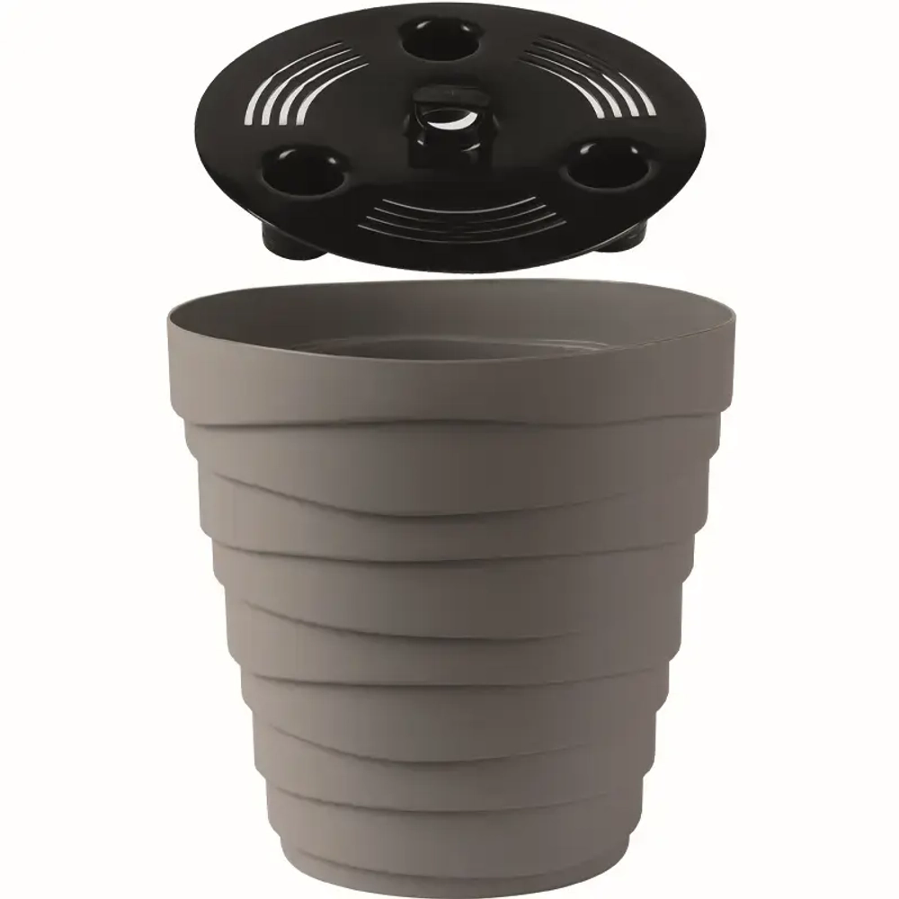 Кашпо для цветов пластиковое 3,5л d-19,7см «Бархан» Серый жемчуг