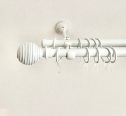 Карниз кованый для штор "Торонто" d19/19 мм двухрядный, цвет белый глянец