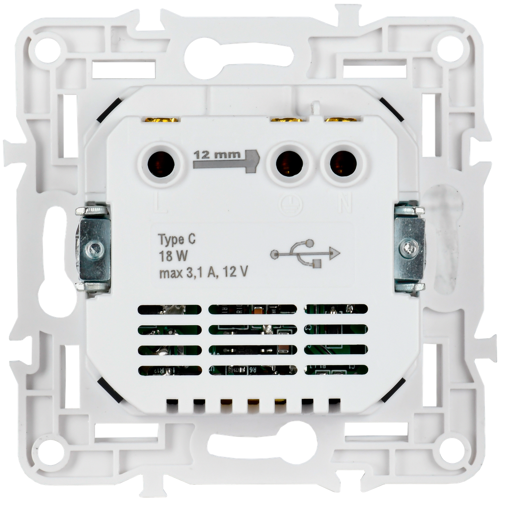 SKANDY Розетка с заземлением с защитными шторками 16А с USB C 18Вт SK-R17T титан IEK
