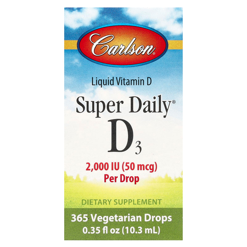 Carlson, Super Daily® D3, 50 мкг (2000 МЕ), 10,3 мл (0,35 жидк. унции)