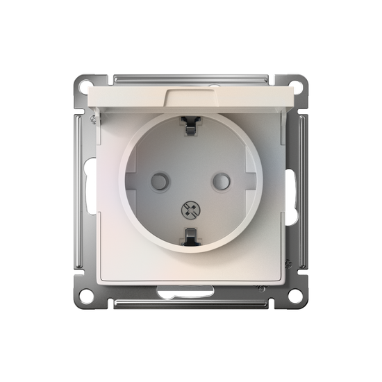 Розетка 1-м СП AtlasDesign 16А IP20 с заземл. защ. шторки с крышкой механизм жемчуж. SE ATN000446