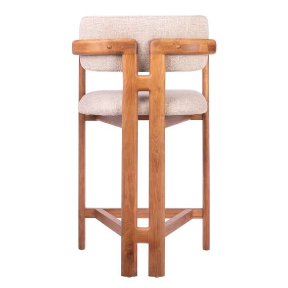 Полубарный стул Oberon 71 см, бежевая рогожка, ножки орех