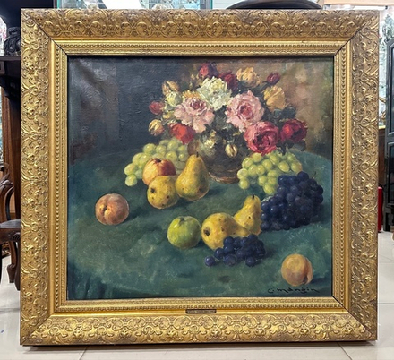 Натюрморт с фруктами и цветами Charles Mangin(1892-1977) Бельгия
