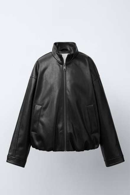 ZARA КУРТКА ИЗ ИСКУССТВЕННОЙ КОЖИ, ЧЕРНЫЙ