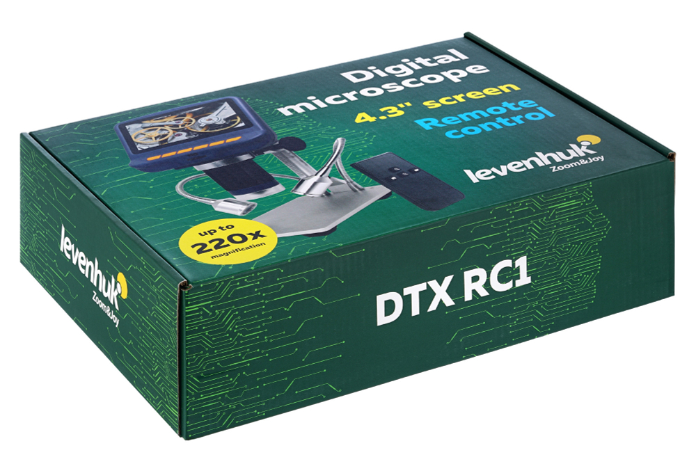 Микроскоп с дистанционным управлением Levenhuk DTX RC1,увеличение до 220 крат, с подсветкой, с записью фото и видео, для школьников, студентов и профессионалов