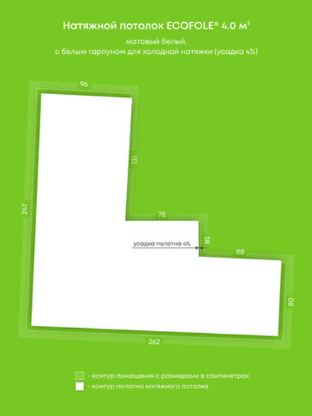 Матовый натяжной потолок 4 м2