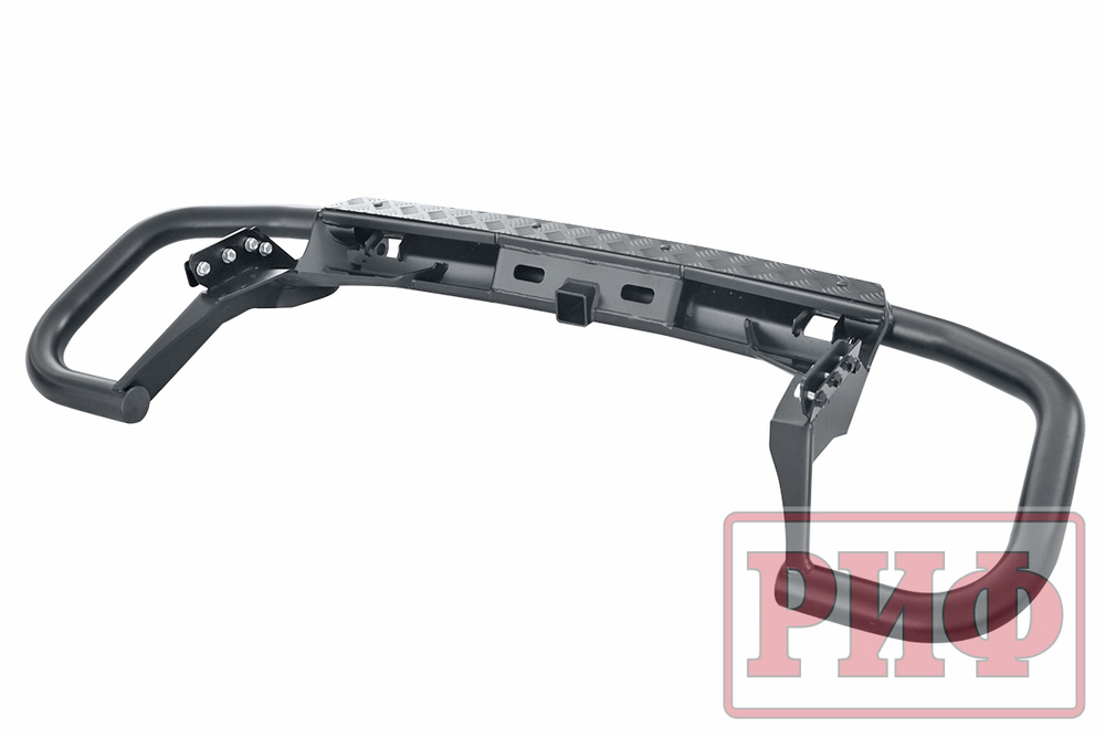 Бампер задний силовой/защита штатного бампера Mitsubishi Pajero Sport 2015-2020 c квадратом под фаркоп РИФ