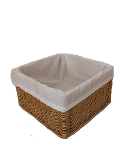 Корзина плетеная из ивовой лозы интерьерная, с тканевым чехлом, органайзер для хранения продуктов, кухонных принадлежностей, косметики, длина 35 см ширина 35 см высота 20 см