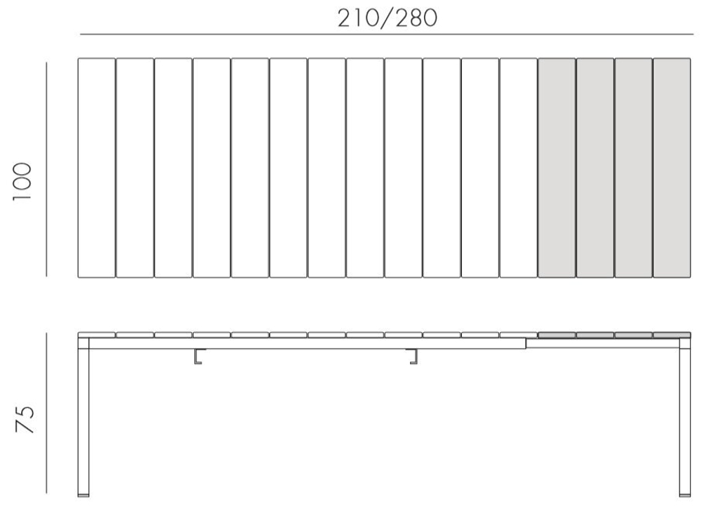 Стол металлический раздвижной Nardi Rio Alu 210 Extensibile, тортора