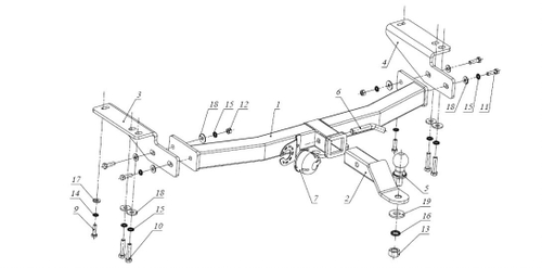 Фаркоп Бизон на Land Cruiser Prado 120, 150 FA 0602-E (с 2009 г.в.) (паспорт и сертификат в комплекте)(без электрики)