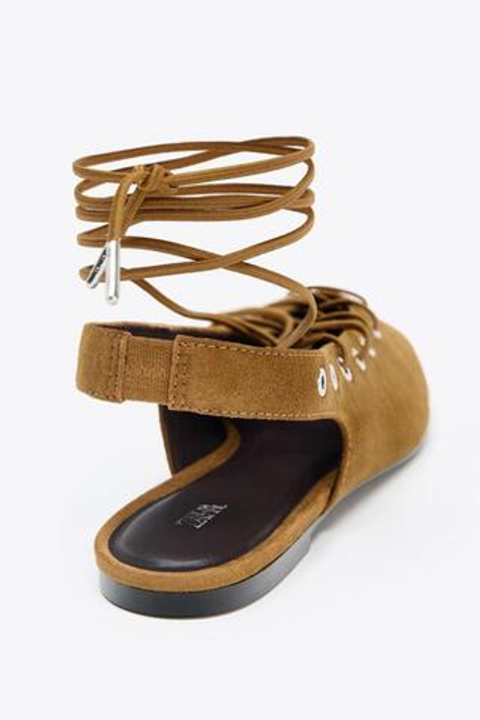 ZARA МЮЛИ ИЗ ЗАМШИ НА ШНУРОВКЕ, ТЕМНЫЙ РЫЖЕВАТО-КОРИЧНЕВЫЙ