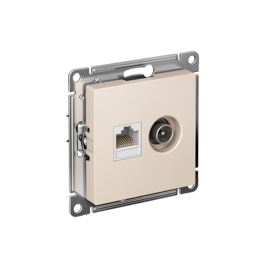 Розетка компьютерная + телевизионная 2-м СП AtlasDesign RJ45 кат.5E + TV механизм беж. SE ATN000289