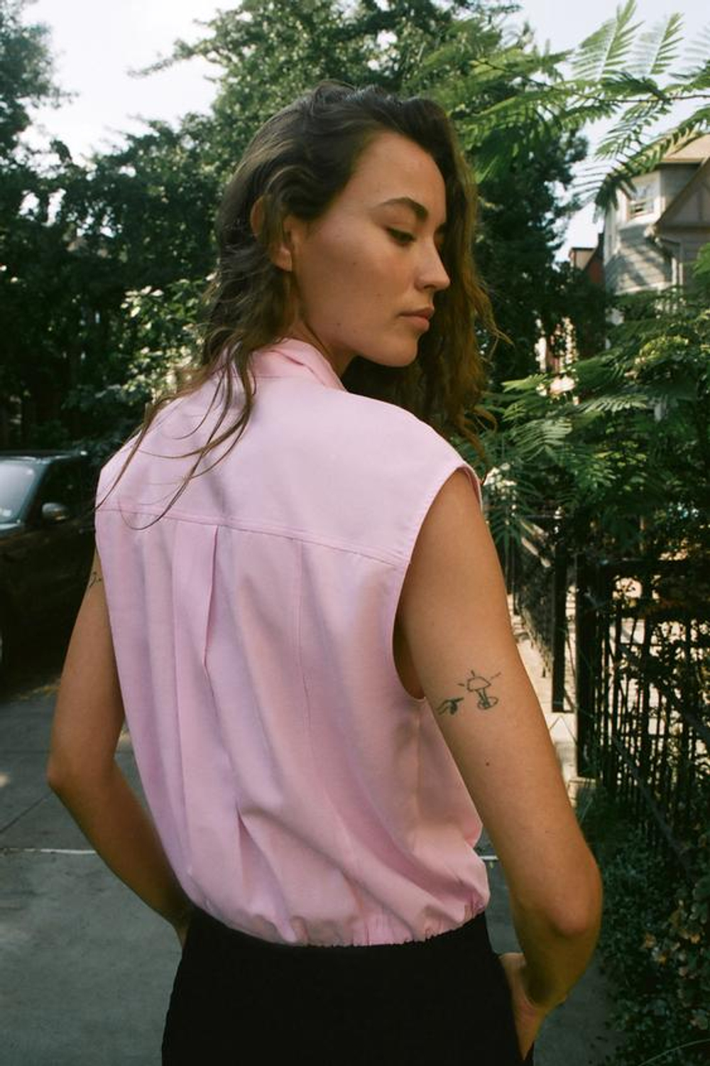 ZARA БЛУЗА С БАНТОМ БЕЗ РУКАВОВ, РОЗОВЫЙ