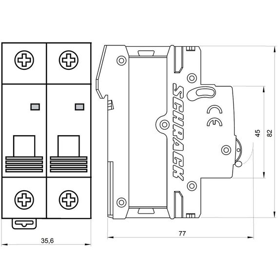 Автоматический выключатель Schrack Technik 2P C 10A 6kA Amparo AM617210--