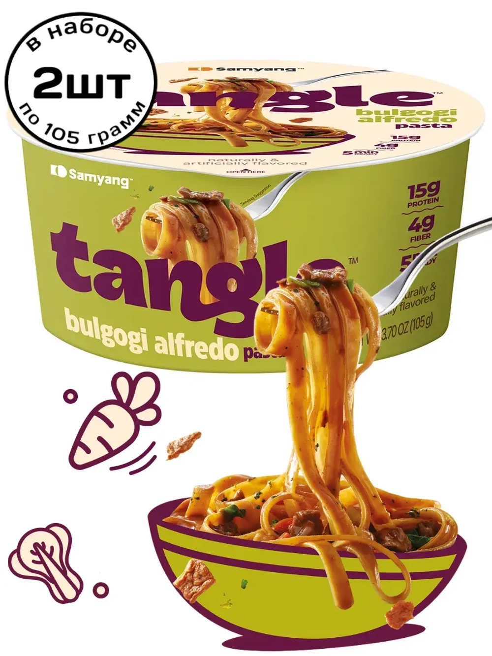 Фетучини в соусе "Сливочный Бульгоги" Tangle 105 г * 2 шт