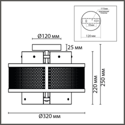 8007/3C MODERNI LN26 296 черный/черный, золотой металл/металл, стекло Потолочный светильник Е14 3*40W 220V ZARINA