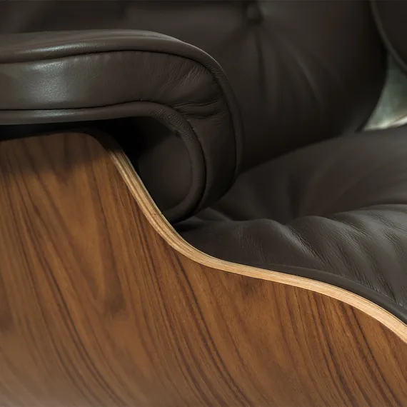Кресло с оттоманкой Eames Lounge Premium, коричневая кожа