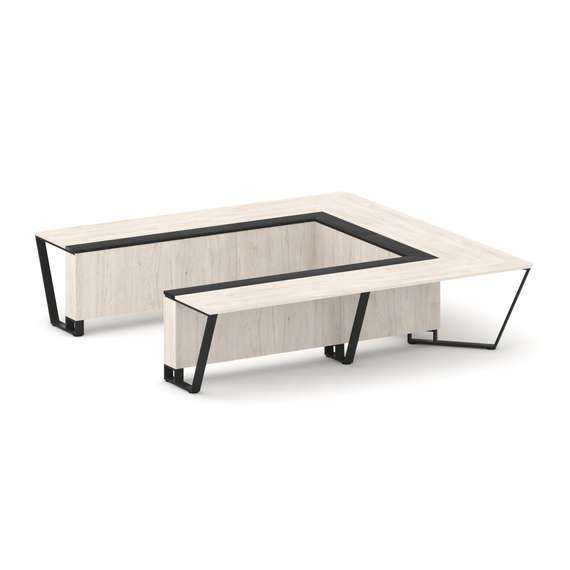 Steel Meet Стол переговорный П-образный KM-PR.B.SP-11P Денвер Светлый/Графит Глянец/Металл Черный 32