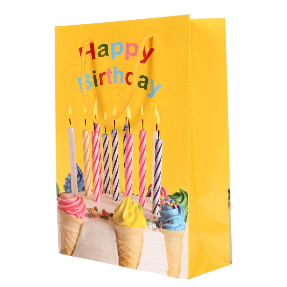 Пакет подарочный "Праздник" 18*24*7 см, ручки-шнурок, 4 цвета микс