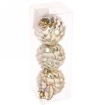 Ёлочные игрушки «Шишки нарядные» 6 см (набор 3 шт), золото/белый