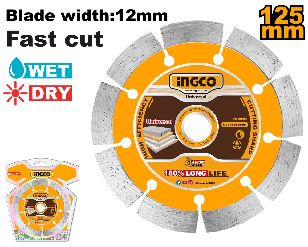 Диск алмазный сегментный INGCO DMD011251 INDUSTRIAL 125хх22,2 мм
