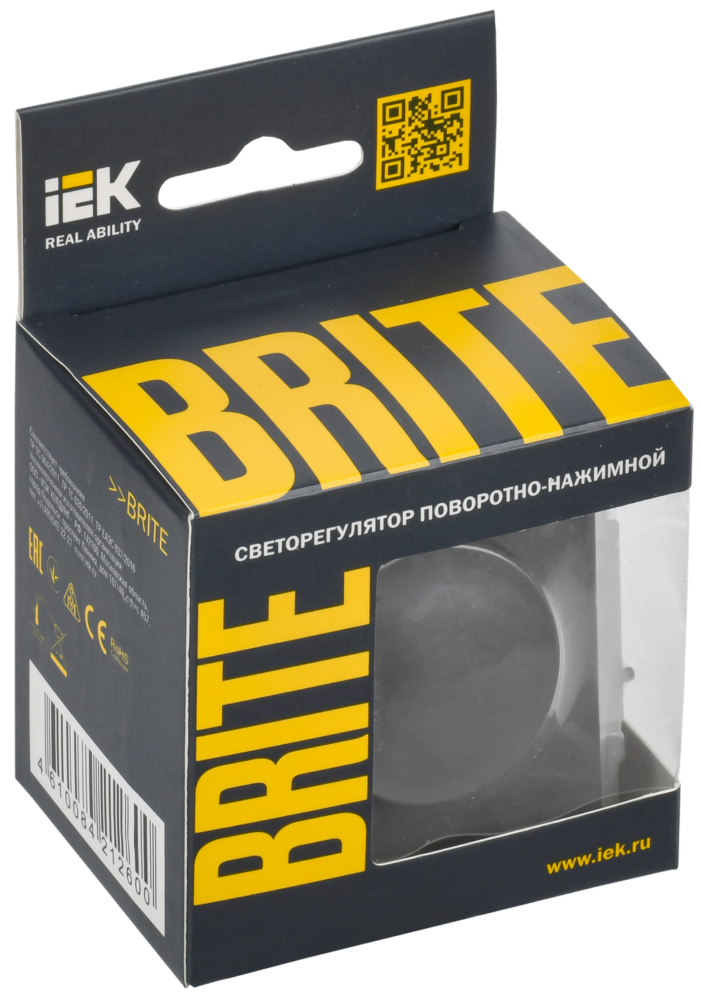 BRITE Светорегулятор поворотно-нажимной 600Вт СС10-1-0-БрГ графит IEK