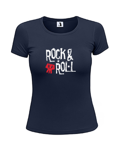 Футболка Rock and roll женская приталенная темно-синяя