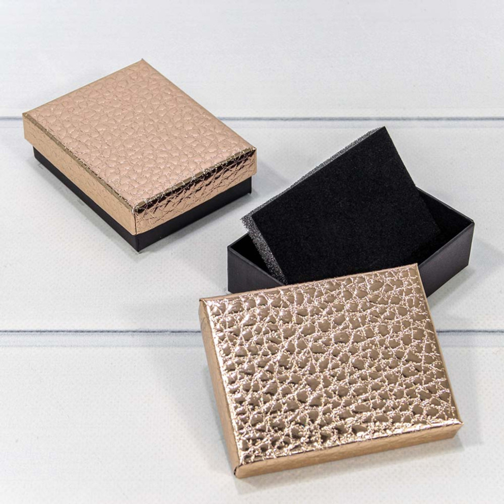 Коробка Ювелирная 7х9х3 см Набор 2 шт "Кожа крокодила" (Бронзовый)