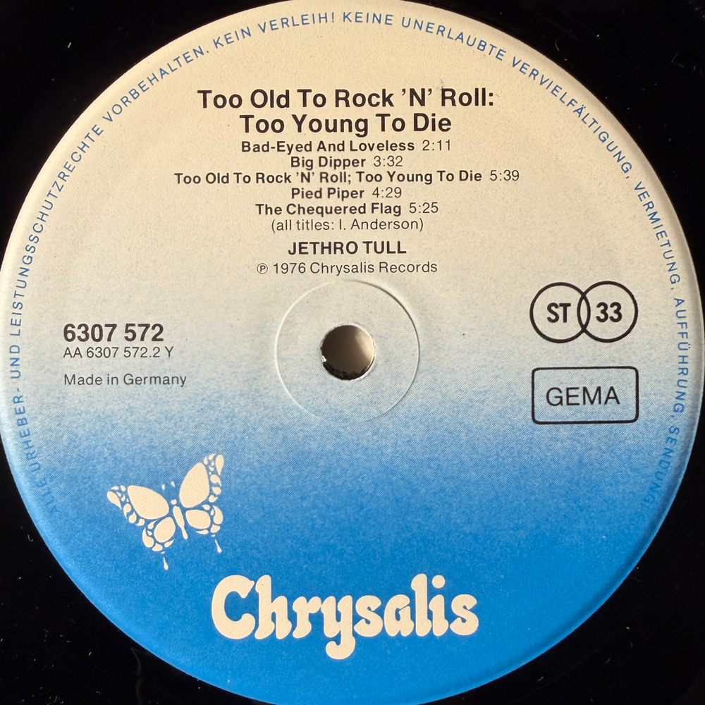 Jethro Tull ‎– Too Old To Rock 'N' Roll: Too Young To Die! (Германия)