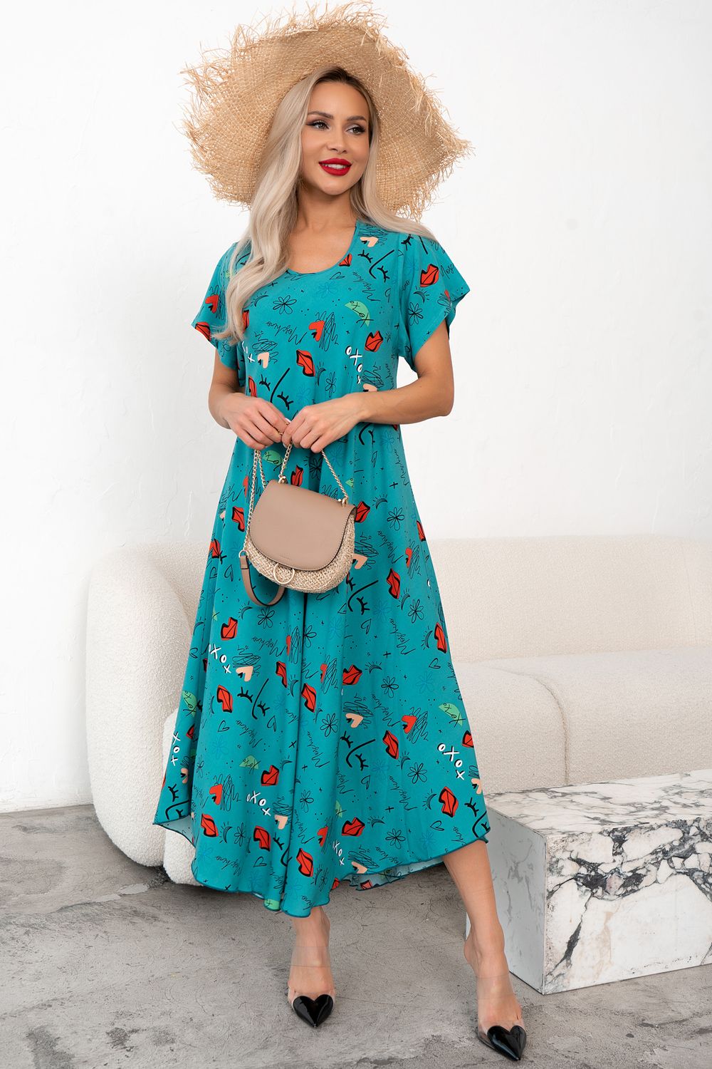 Платье Магия лета (бирюза)-54р-р Р11-867/33 Nikol