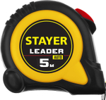 STAYER LEADER 5м / 19мм рулетка с автостопом в ударостойком обрезиненном корпусе