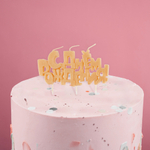 Свеча цельная «С ДНЁМ РОЖДЕНИЯ» золото металлик на шпажках, 10 см