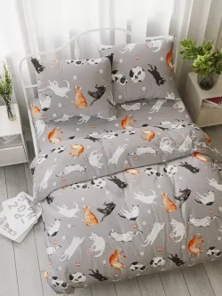 Наволочка комплект 2шт перкаль Сказка "Kitties" 45х45 см на молнии