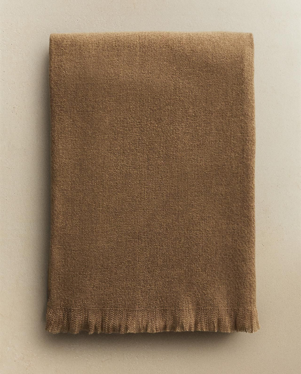 Zara Home - Плед с бахромой, охра, 140x190 см